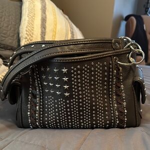 Montana West Brown and Silver Bag with Studded Design and Leather Strap